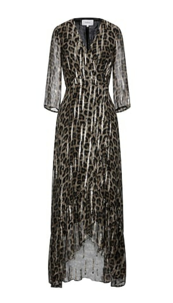 Ba&sh new gold Leopard silk maxi dress size 2